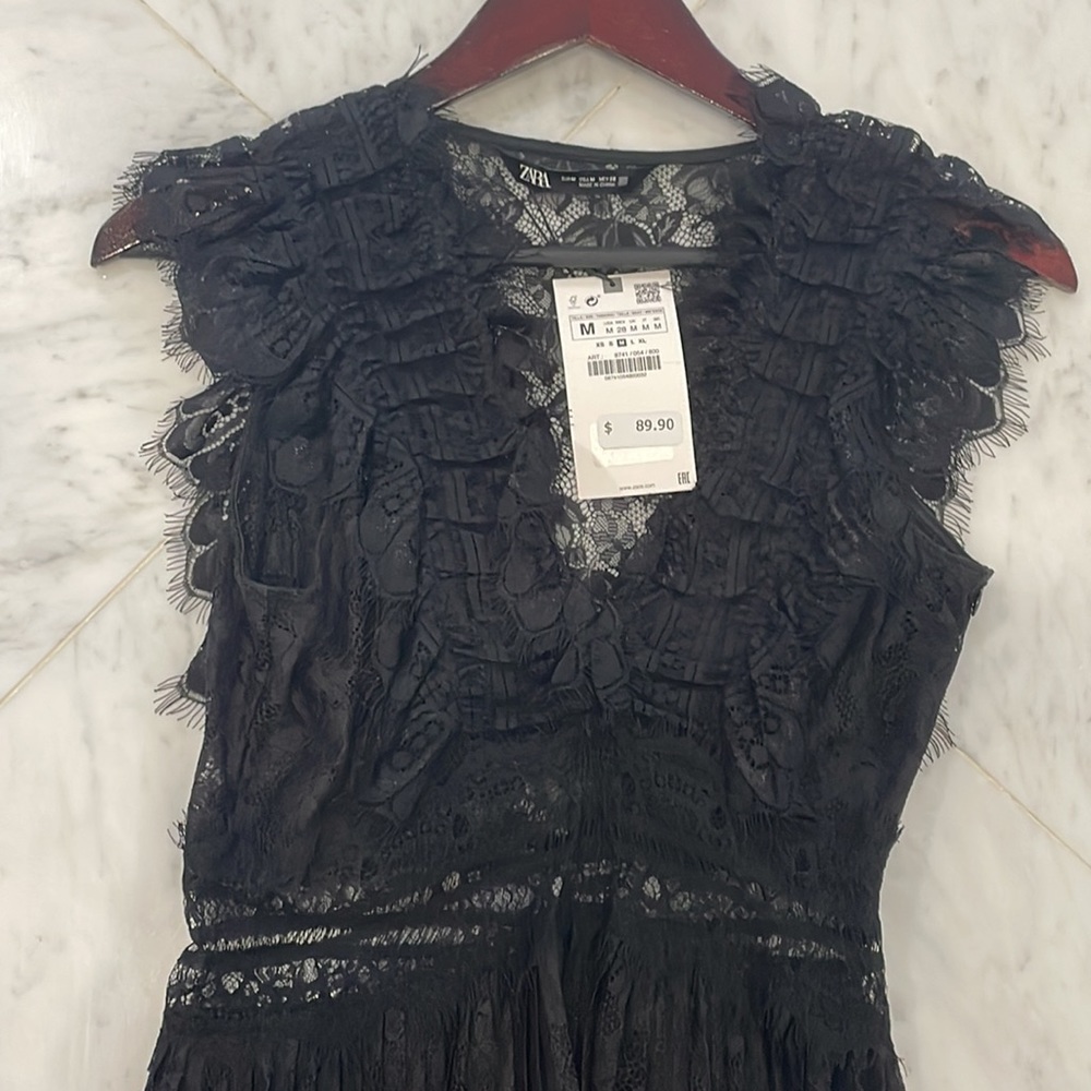 BNWT Zara black lace long dress - Picture 2 of 10